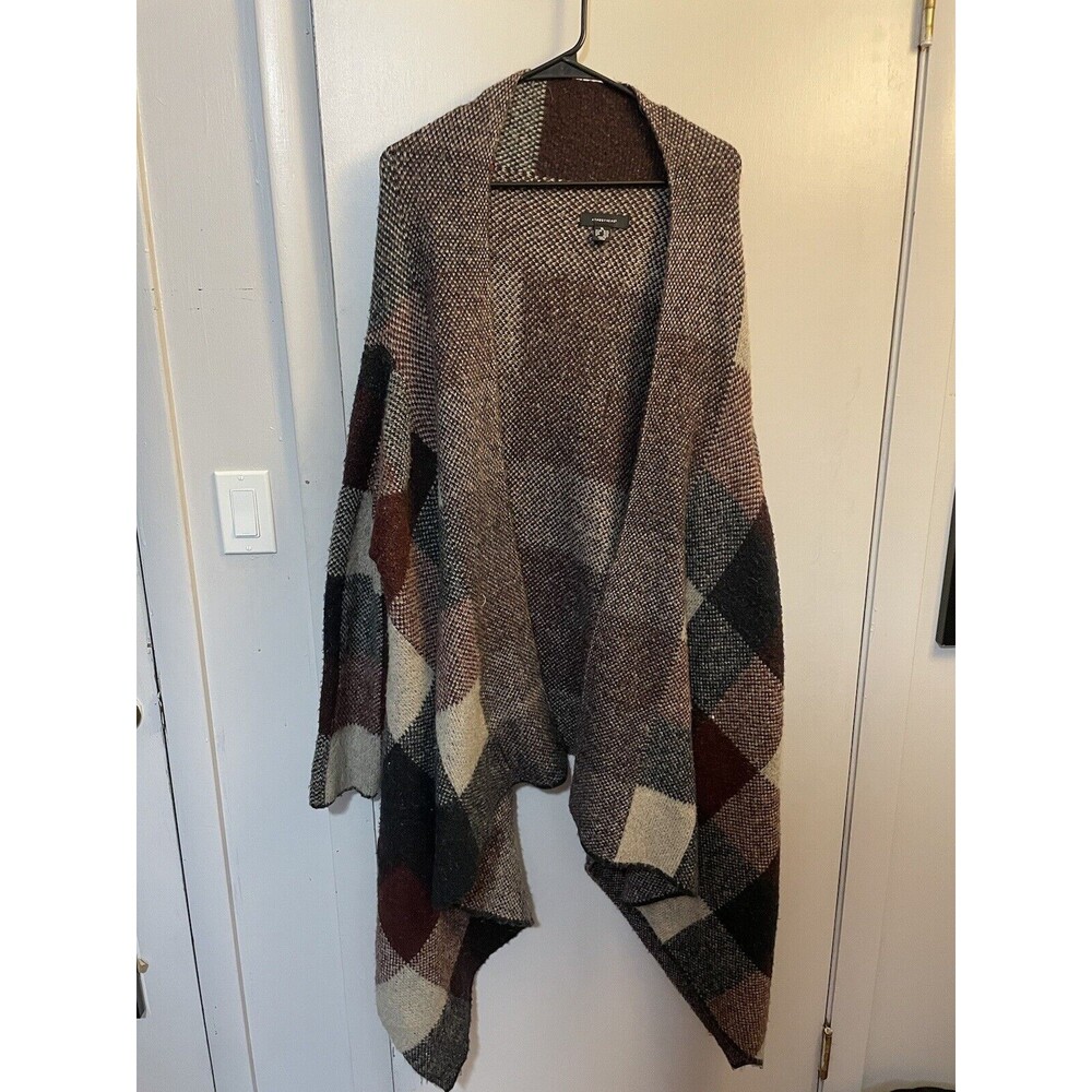 Atmosphere Women Plaid Brown And beige Draped Cardigan - XL